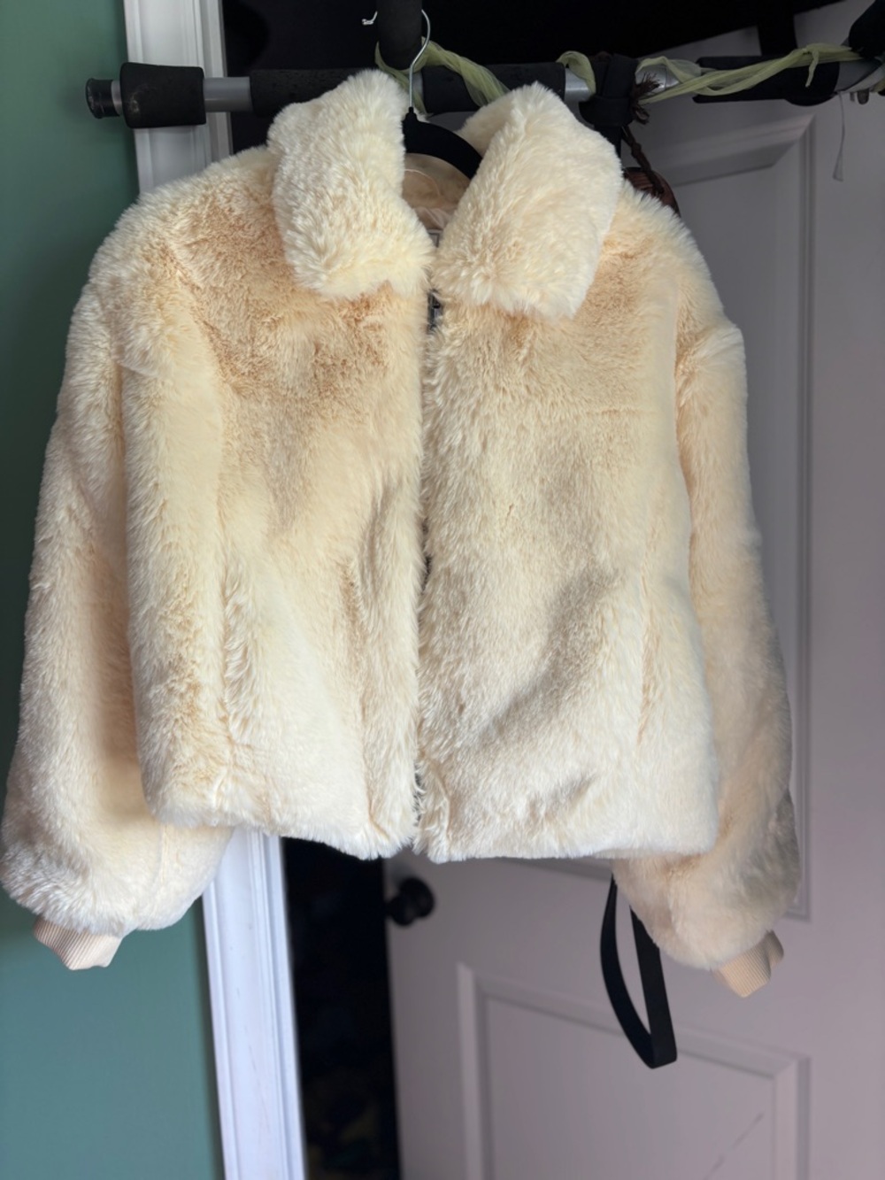 Anthropologie Cream Faux-Fur Teddy Jacket